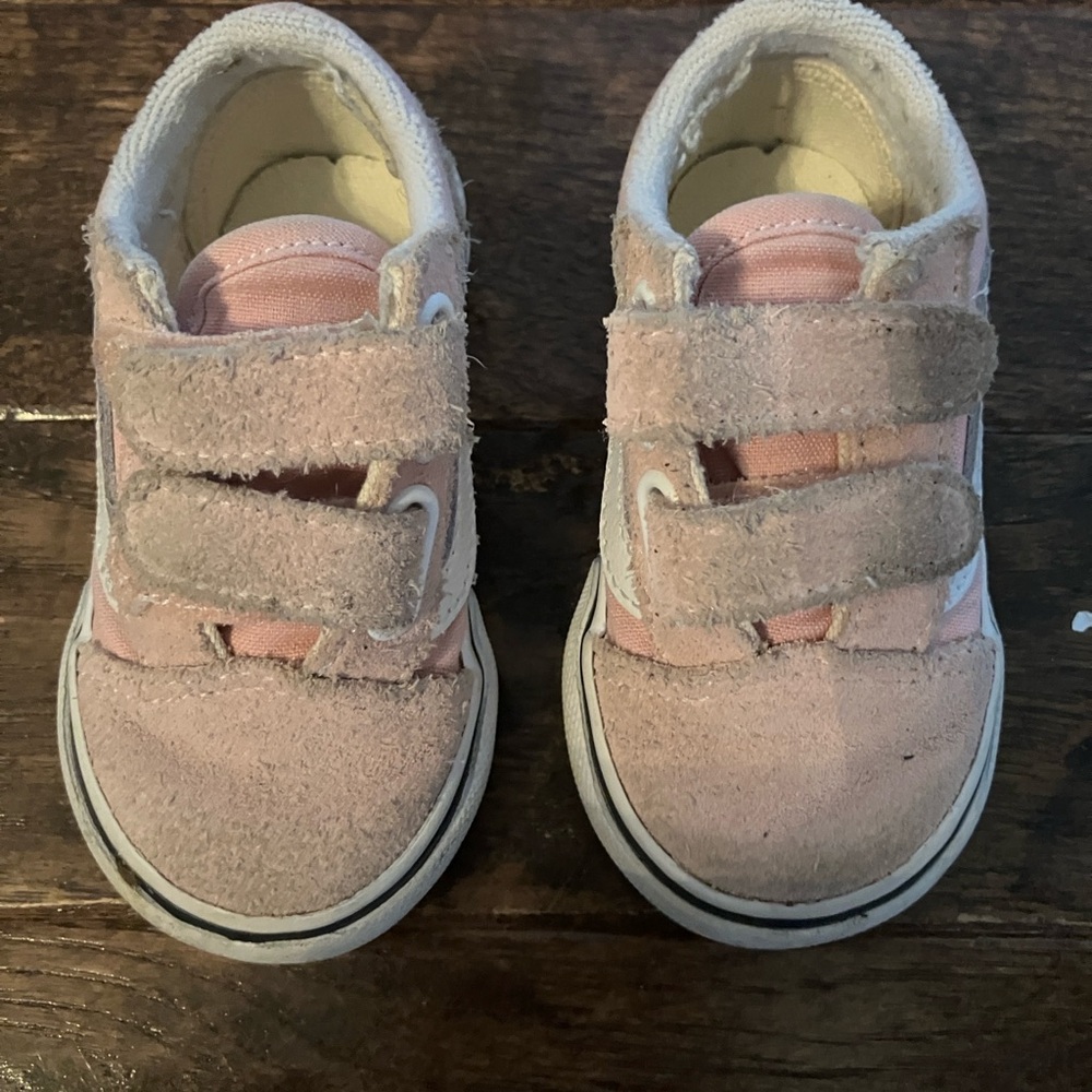 Pink Kids Vans with Velcro Straps